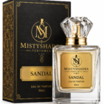 MistyShades Sandal Eau de Parfum 50ml unisex woody perfume with bergamot, saffron, sandalwood, cedarwood, amber, vanilla and white musk