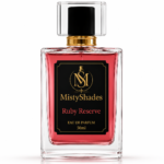 MistyShades Ruby Reserve Eau de Parfum 50ml unisex perfume with bergamot, mandarin, pink pepper, oud wood, amber and patchouli