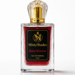 MistyShades Ruby Reserve Eau de Parfum 50ml unisex perfume with bergamot, mandarin, pink pepper, oud wood, amber and patchouli